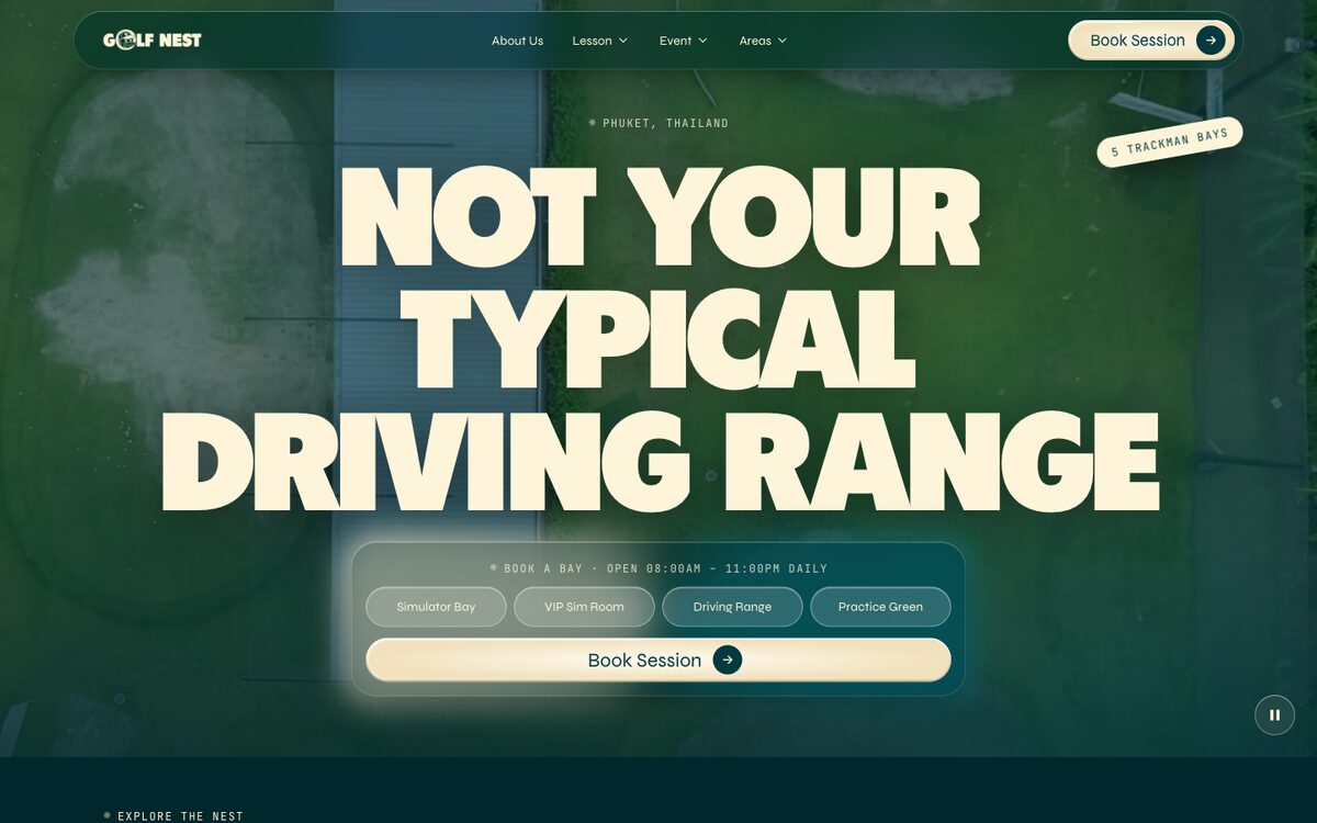 Golfnest website homepage